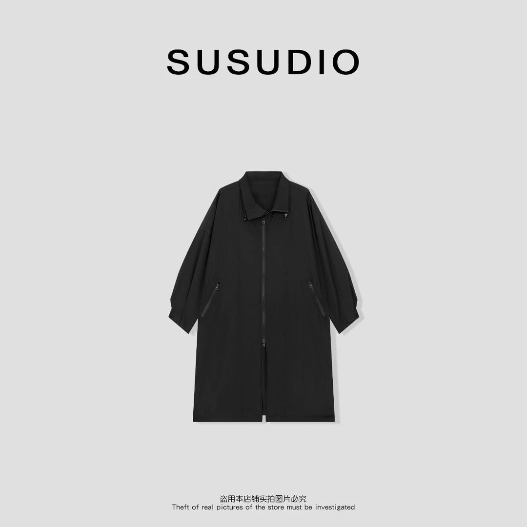 SUSUDIO③ 春夏时尚休闲百搭拉链长袖黑色大板型外套70196