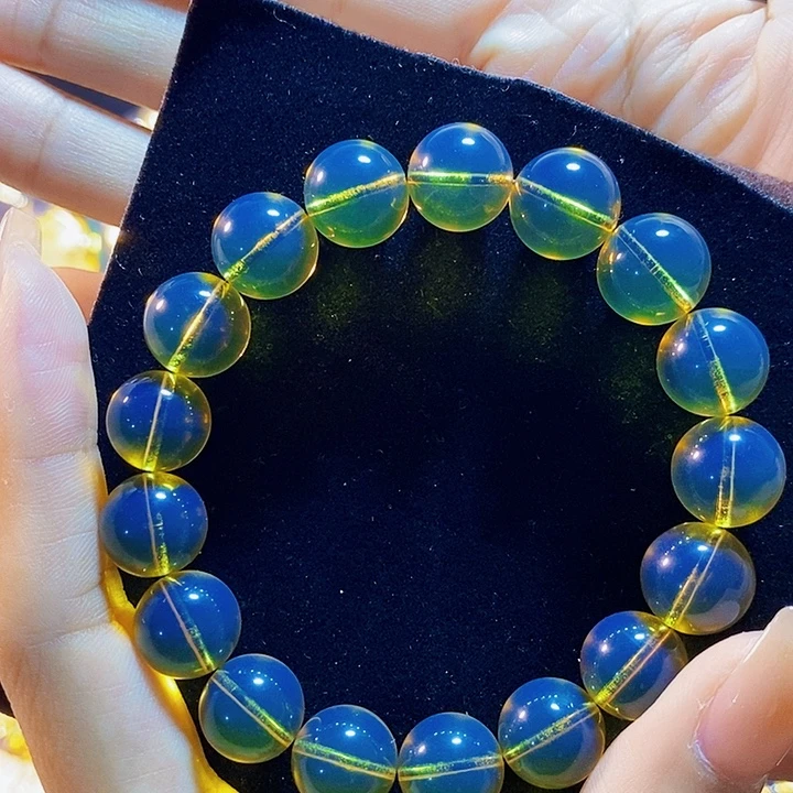 蓝珀未镶嵌珠宝奇石墨西哥蓝珀手串12