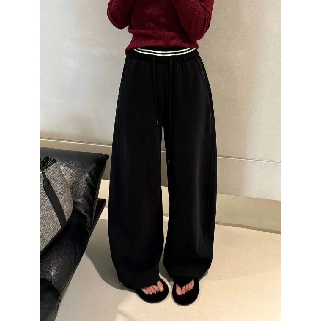 【仙仙推荐】tto撞色黑色加绒卫裤28391