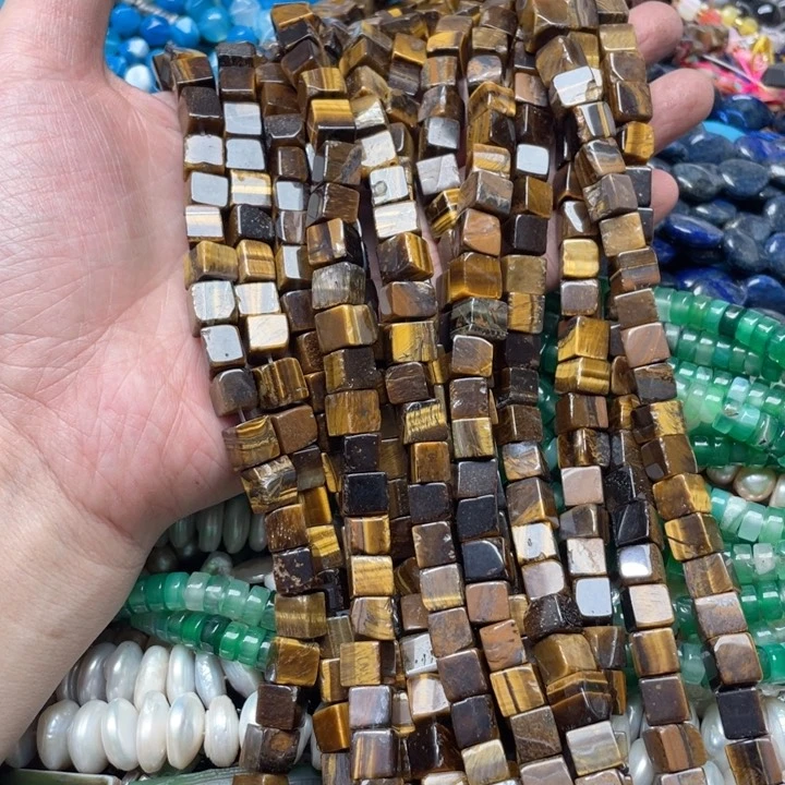 玛瑙/玉髓合金珠宝半成品一条8mm虎眼方糖