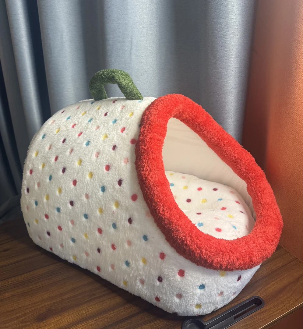 ins手提波点猫窝冬季加厚保暖大空间狗窝封闭式安全感猫咪手提窝