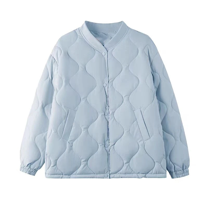 美式棒球领单排扣棉服