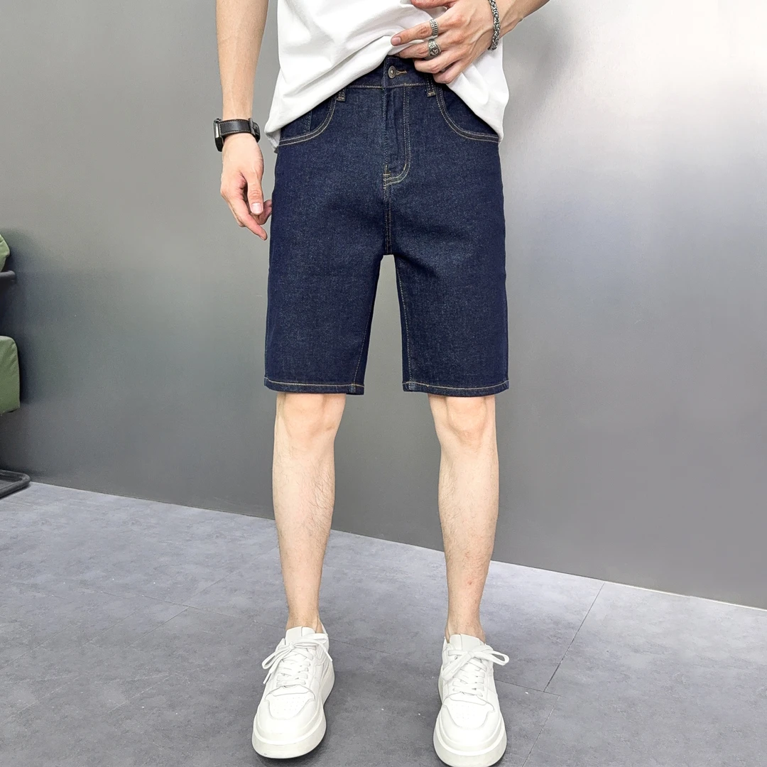 夏季牛仔短裤男款爆款2025新款简约休闲弹力男士中裤修身五分裤