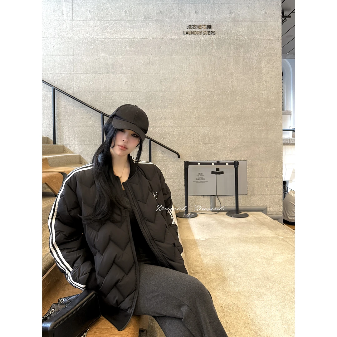 黑泽玄七5S白标安心鸭” 防钻绒萎形绗缝三道杠羽绒服