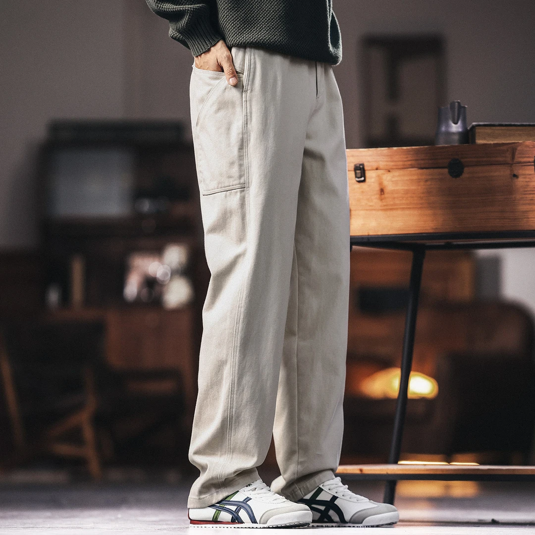 格蓝鹿高端日系潮牌锥形休闲裤男士2025秋季新款宽松直筒工装裤子