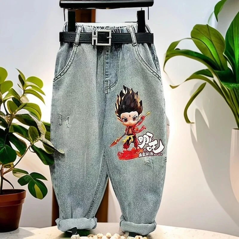 哪吒儿童牛仔裤春秋款2025新款纯棉洋气潮男童春装裤子长裤童装男