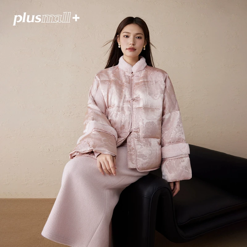 【折扣款】PLUSMALL浮云煮雪 90白鸭绒国风仿獭兔毛羽绒服PM2411107