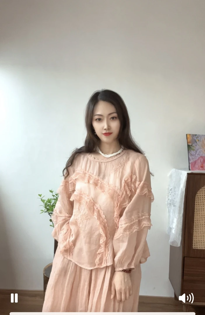 璞以 / 洛神  苎麻重工刺绣花边上衣