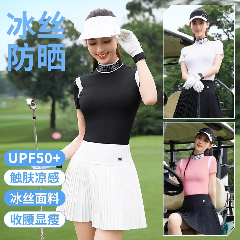 2025高尔夫女装冰丝春夏服装女士网球上衣运动短裙T恤衫衣服