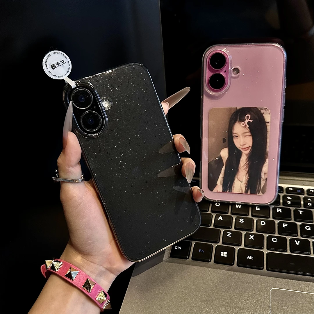 雅天立简约高级透明细闪适用苹果16手机壳iPhone13/15promax/14软