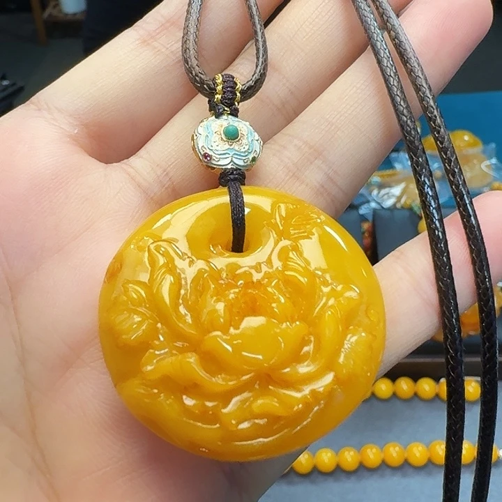 蜜蜡未镶嵌套链天然蜜蜡吊坠