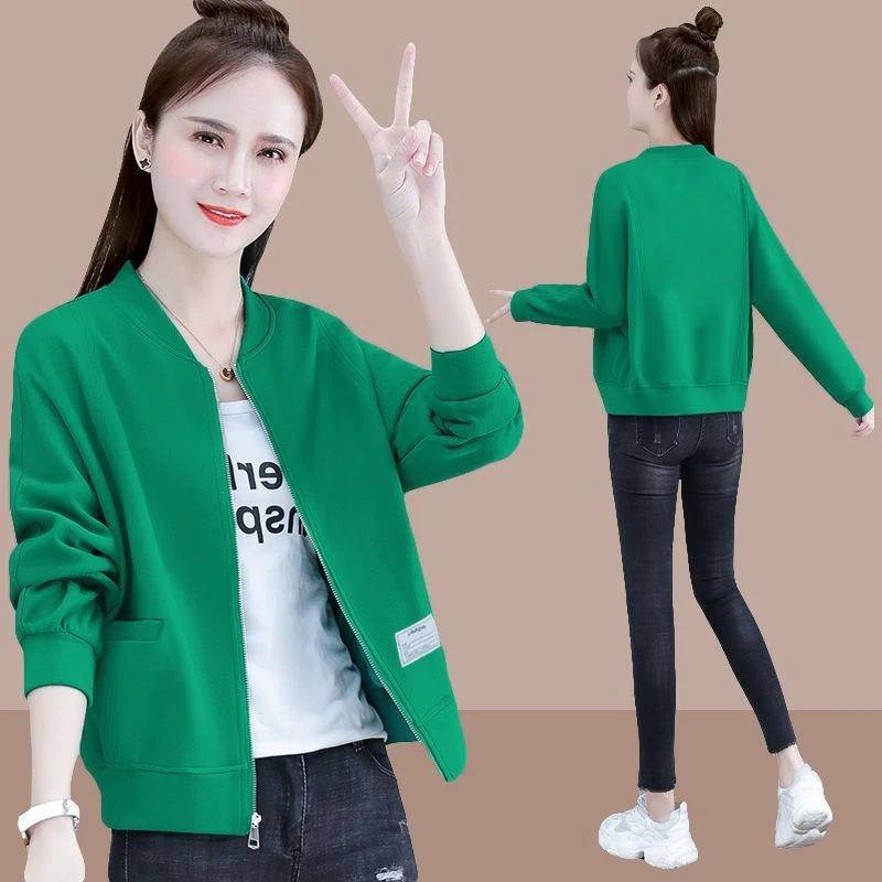 棉质开衫卫衣外套女款2025春秋季新款韩版时尚休闲洋气百搭棒球服