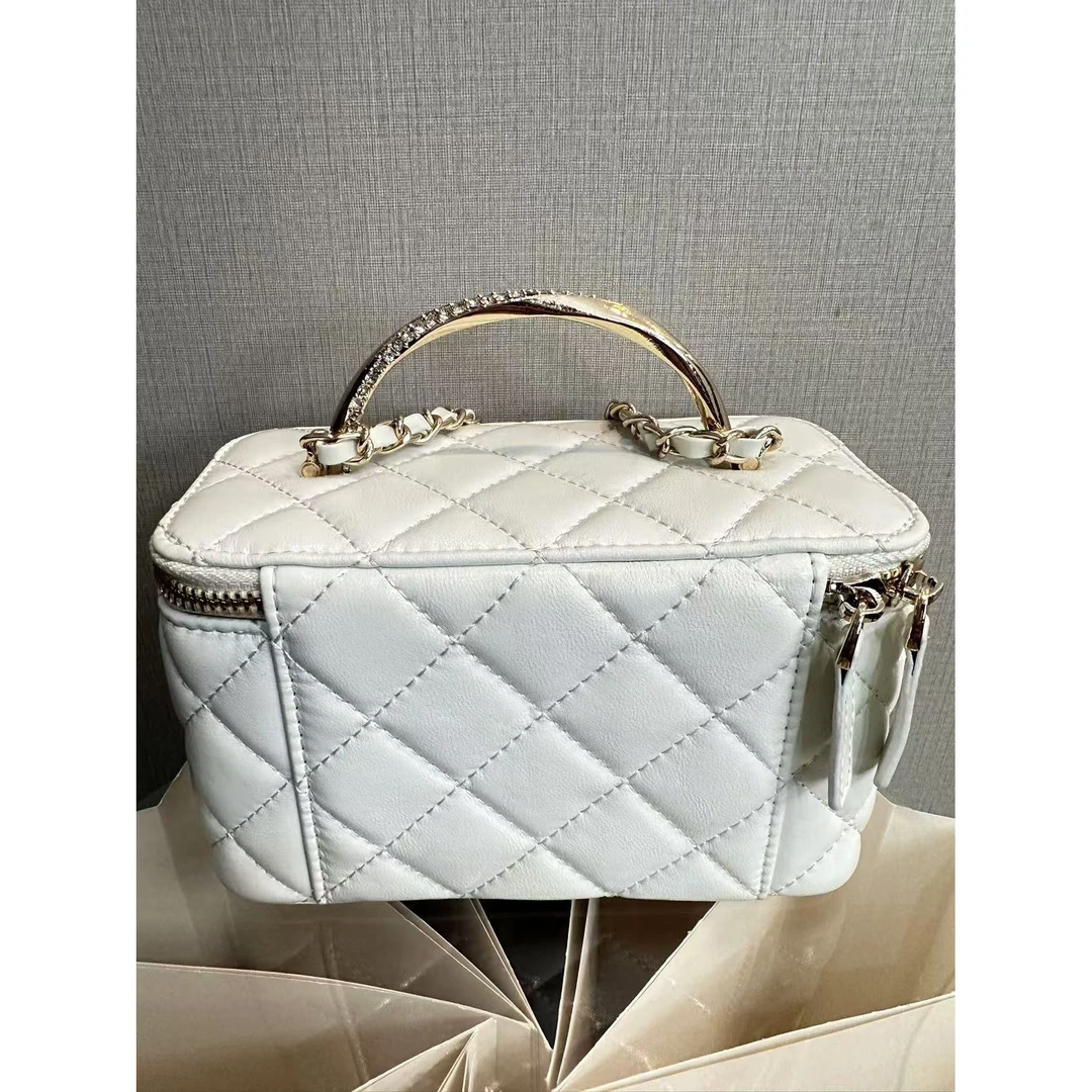 TOLEX2025新款手工时尚手提盒子百搭真皮女包白色