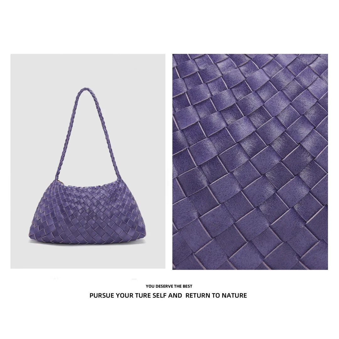 Discover Revive手工编织工艺小众单肩斜挎包包B1978-1-薰衣草紫