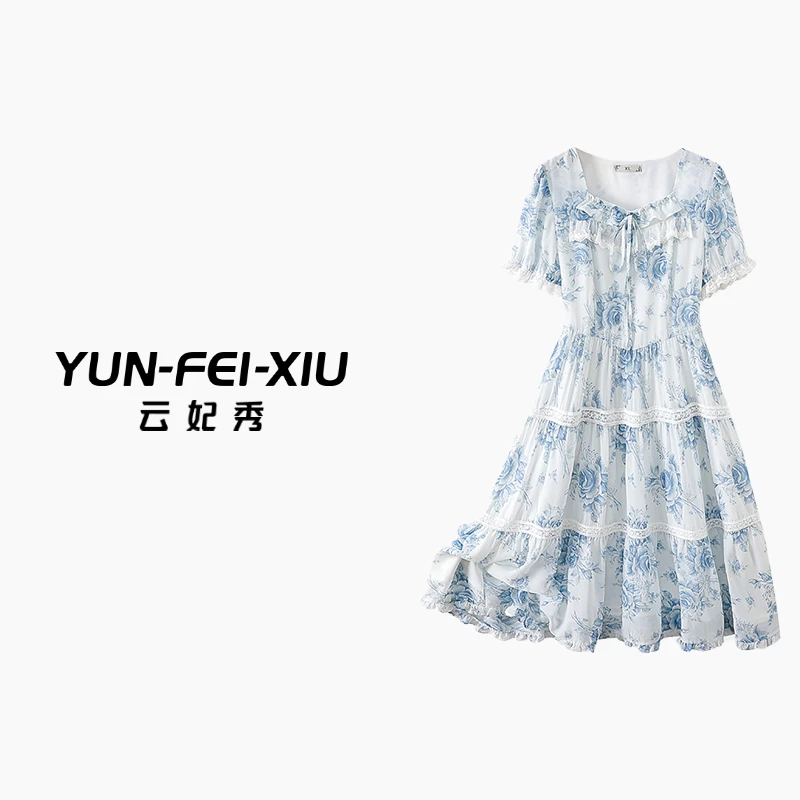 云妃秀大码女装连衣裙时尚减龄宽松韩版气质微胖显瘦遮肉夏季8005