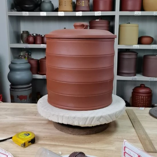 紫砂茶叶罐竹节清水红泥047
