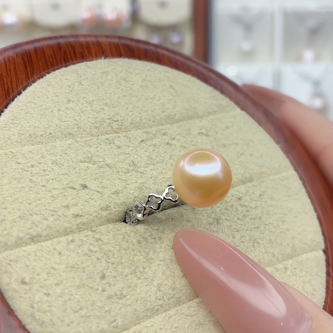 戒指银S925镶嵌淡水珍珠F