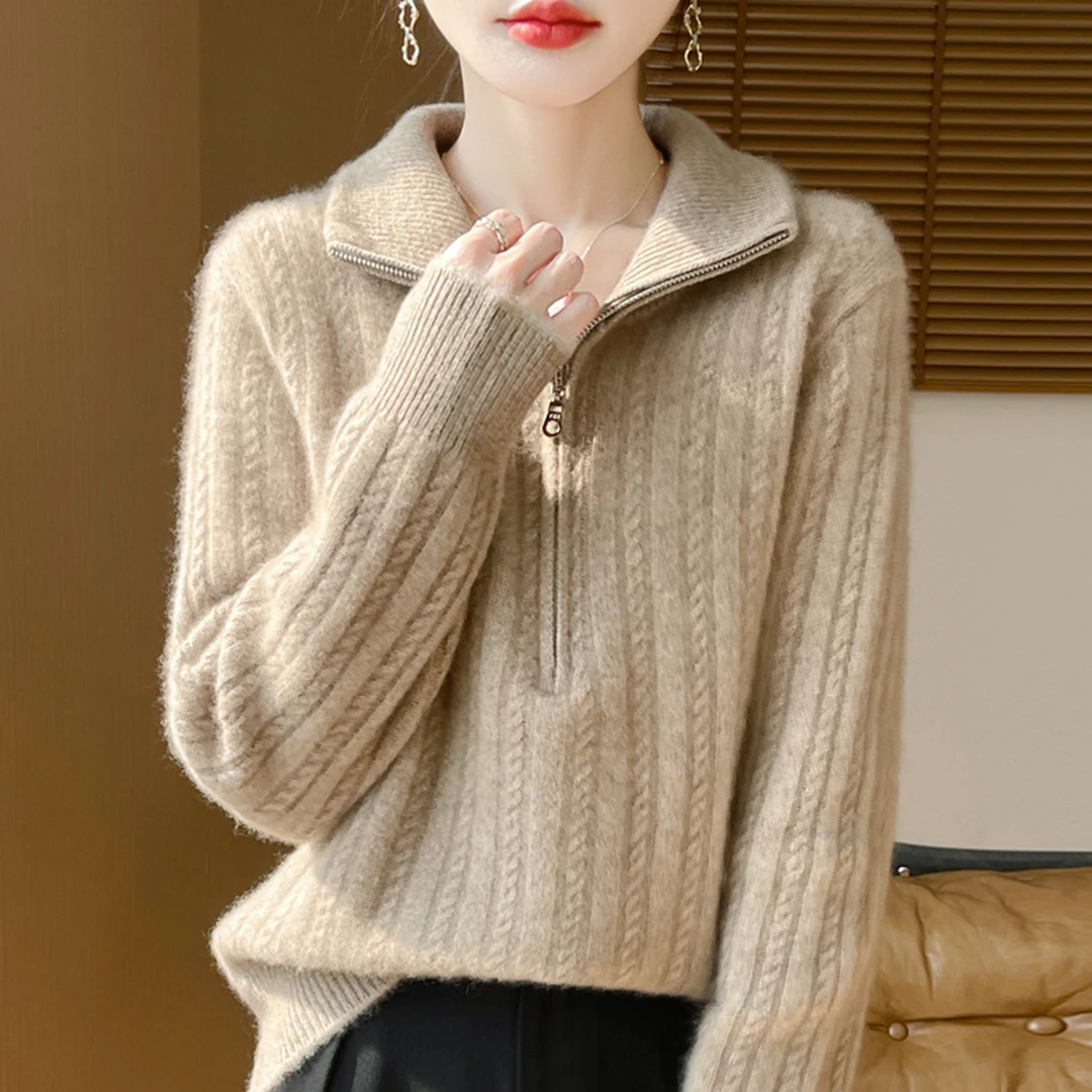 胖mm秋冬特大码翻领女士毛衣遮肚子显瘦上衣内搭可外穿针织打底衫