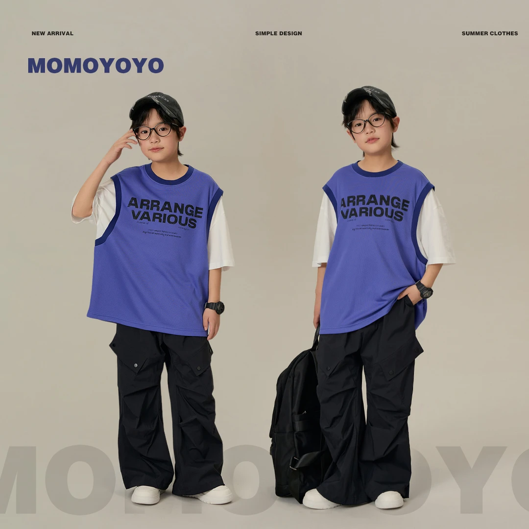 辰辰妈【速干高手】夏季男童时尚百搭休闲短袖儿童假两件T恤 8032D