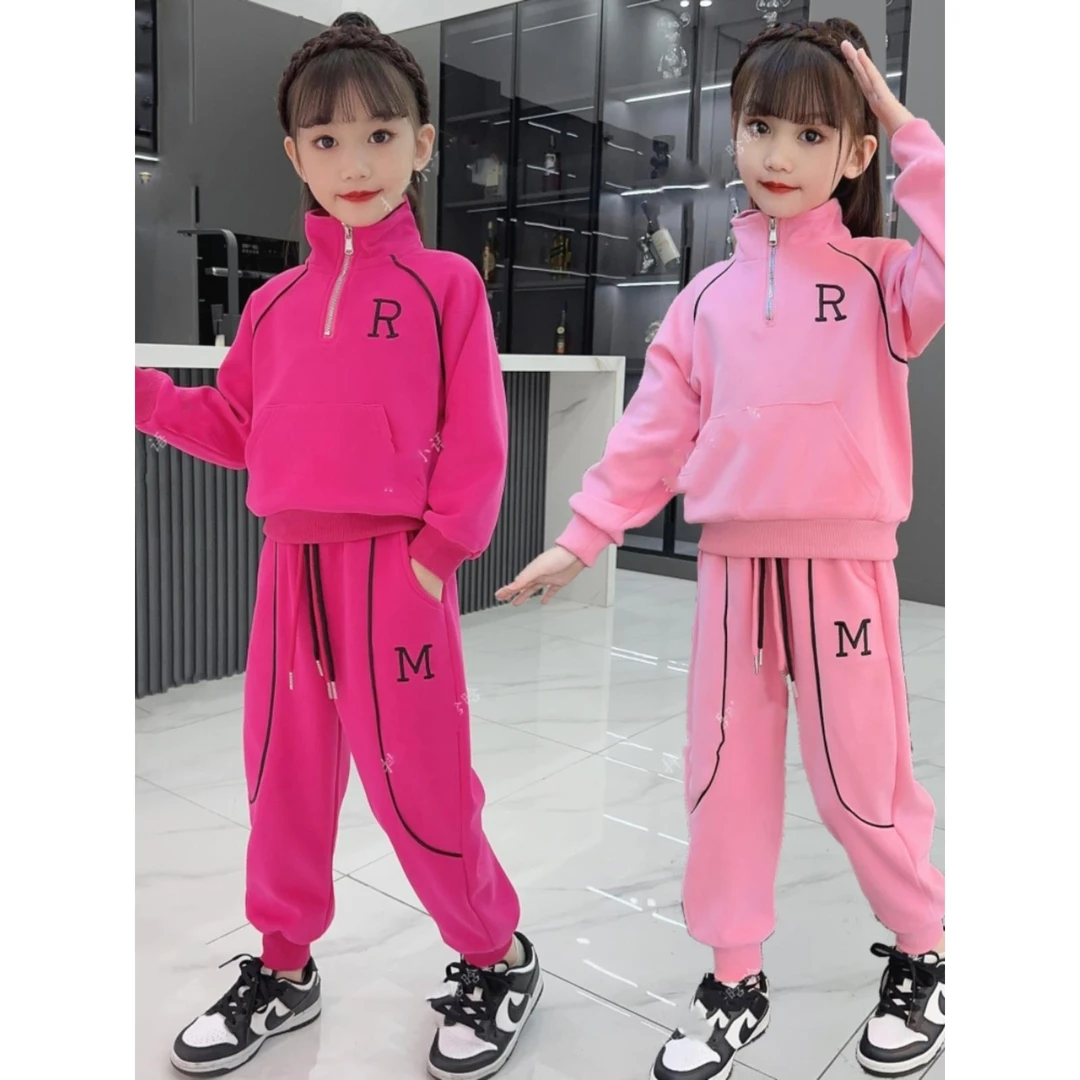 ba巴拉扣扣巴拉采购产品女孩立领运动衫运动套装秋冬洋气儿童休闲