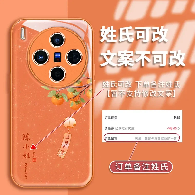 适用VIVOX300/300Pro姓氏定制柿柿如意水凝膜手机壳实用配件