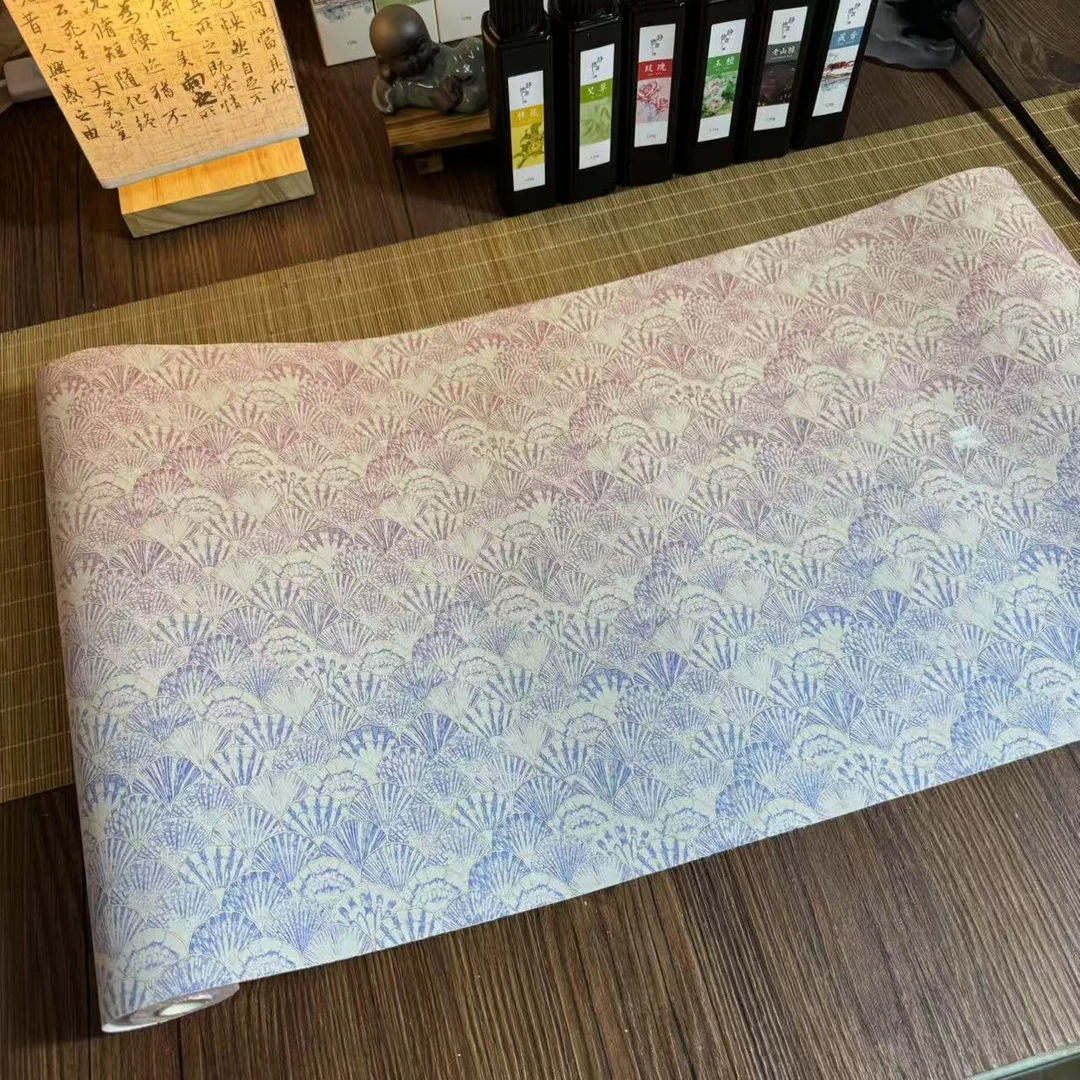 静德斋【超级破价】蜡染底纸【风浅贝壳纹长卷】小楷行草书宣纸