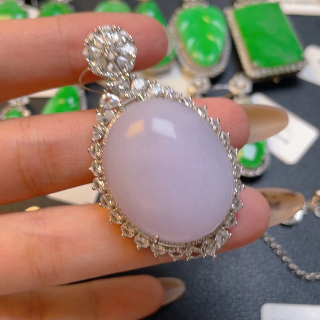 翡翠银S925镶嵌吊坠(不含链)