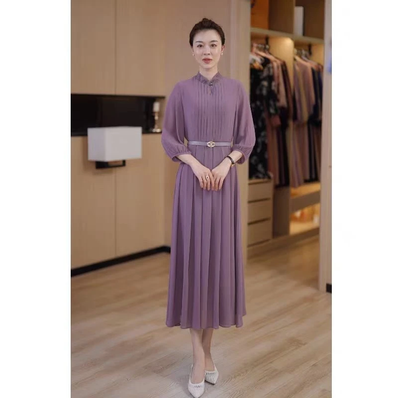 暖连衣裙女夏季裙子2025年大气显瘦妈妈装长裙气质高级感1113