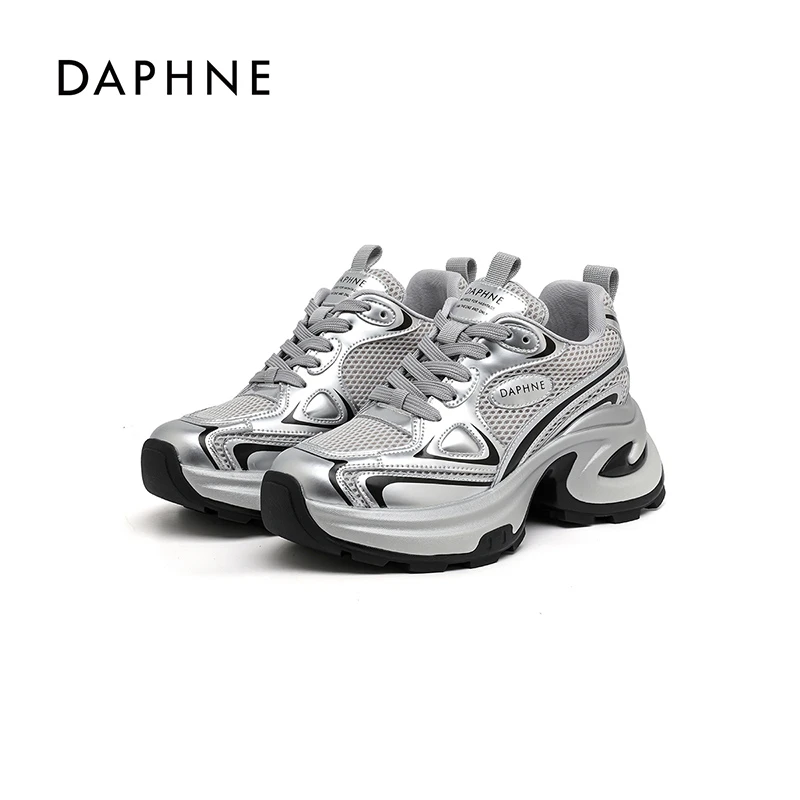 达芙妮2025真皮时尚老爹鞋防滑女鞋春夏百搭运动鞋舒适休闲夏季款