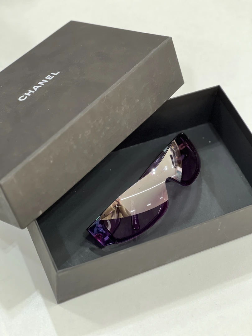95新 Chanel/香奈儿 夏七中古/紫色大双c滑雪镜/墨镜1