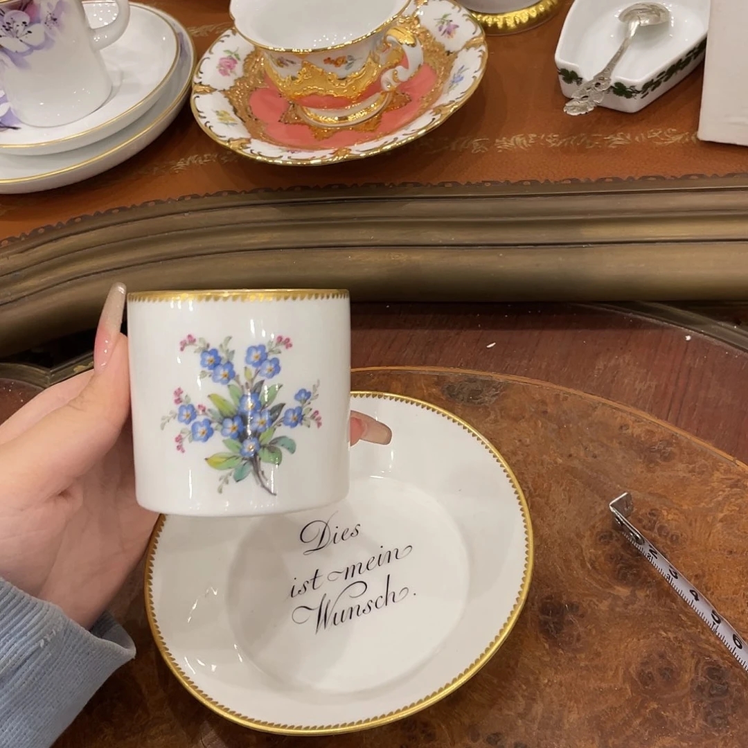 瓷片中古KPM花卉直筒杯