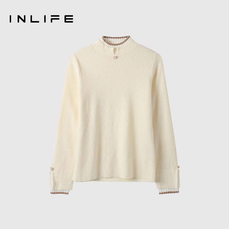[粉丝专享] inlife假两件软糯慵懒风毛衣设计感针织衫M21D2M7213