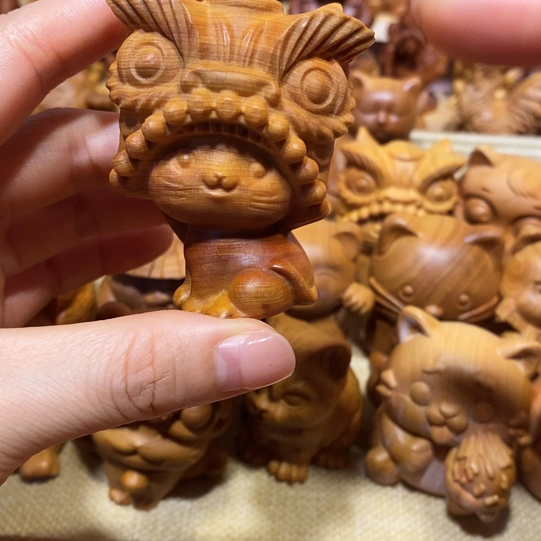 柏木（崖柏）糖*@崖柏手把件，醒狮猫