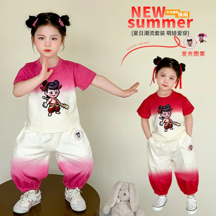 套装休闲夏季卡通动漫女童中小童