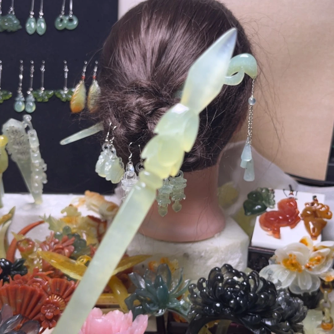 【闪购商品】合金蛇纹石玉发饰