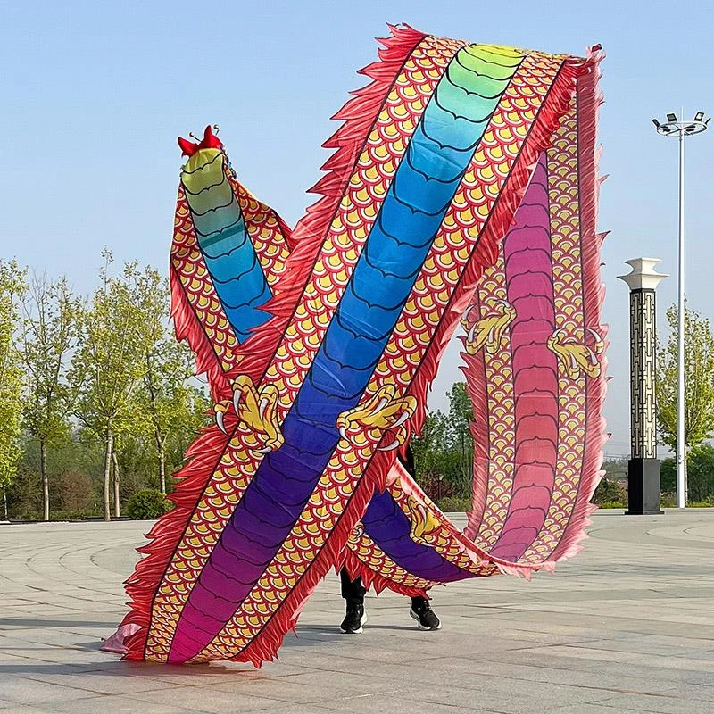 中老年儿童广场舞健身龙带甩彩带中国飞龙绸飘带学校表演道具舞龙