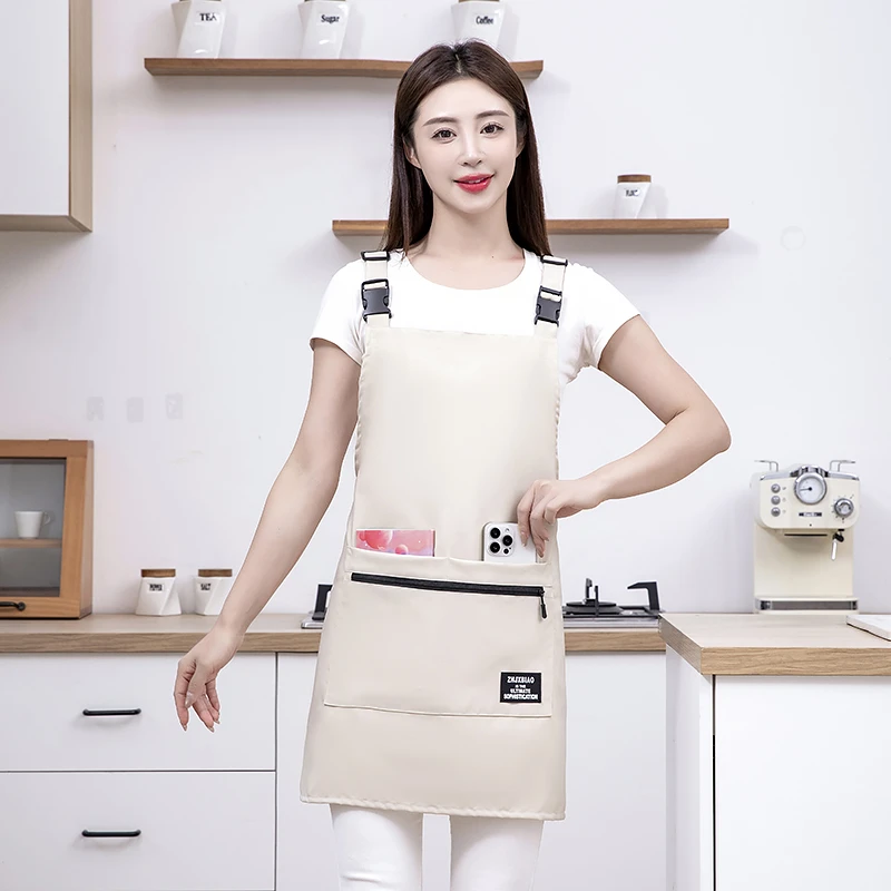 帆布围裙调节带简约围腰防泼水厨房做饭餐饮烘焙家用定制logo印字