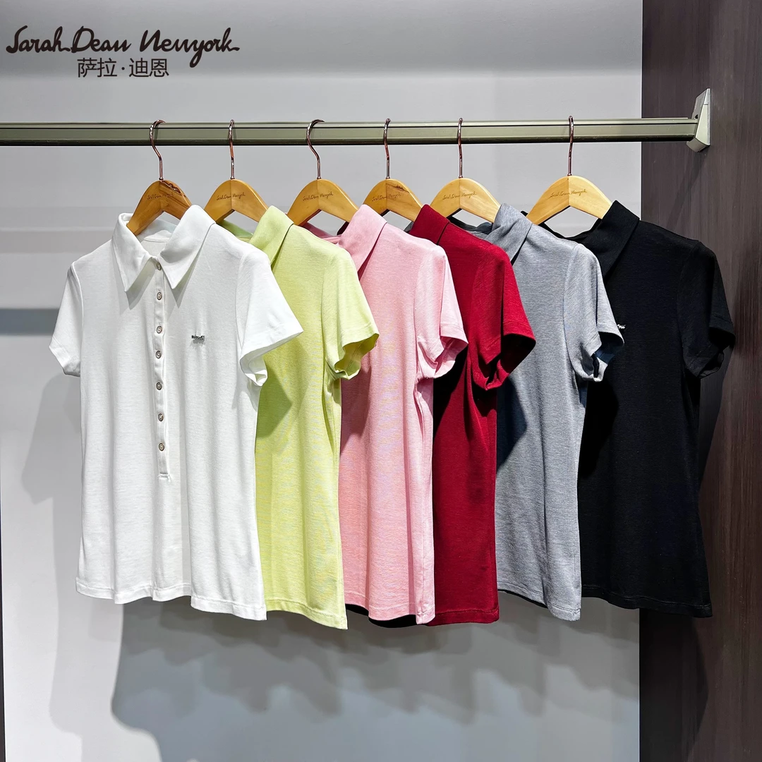 【萨拉迪恩】桑蚕丝醋酸经典百搭polo针织衫上衣多色