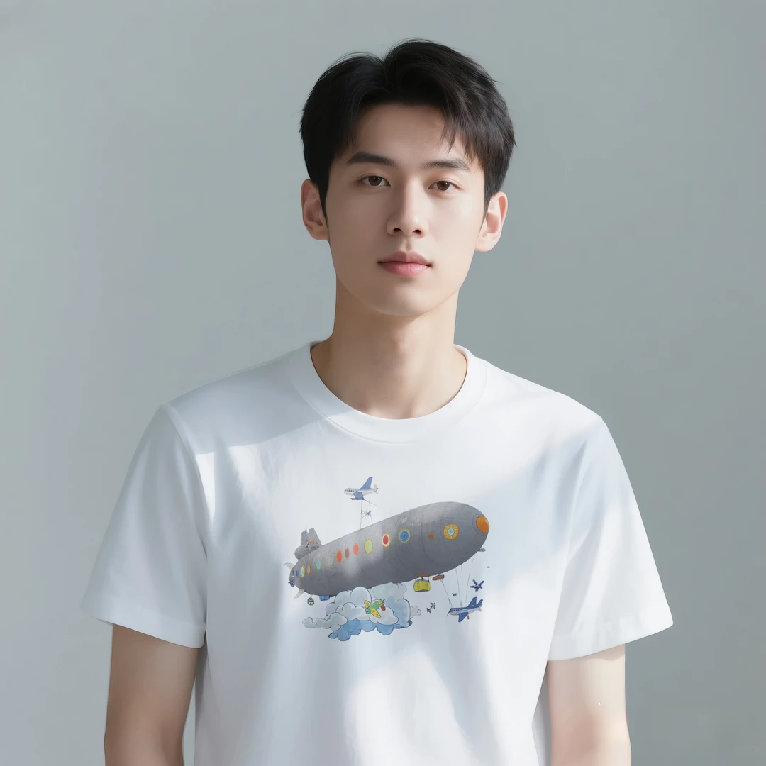 WPRA原创插画T恤夏季新款飞艇图案趣味设计感潮牌短袖纯棉上衣