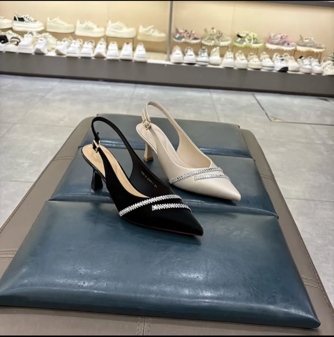 azzjB288-294 夏季新款猫跟后空尖头气质凉鞋女