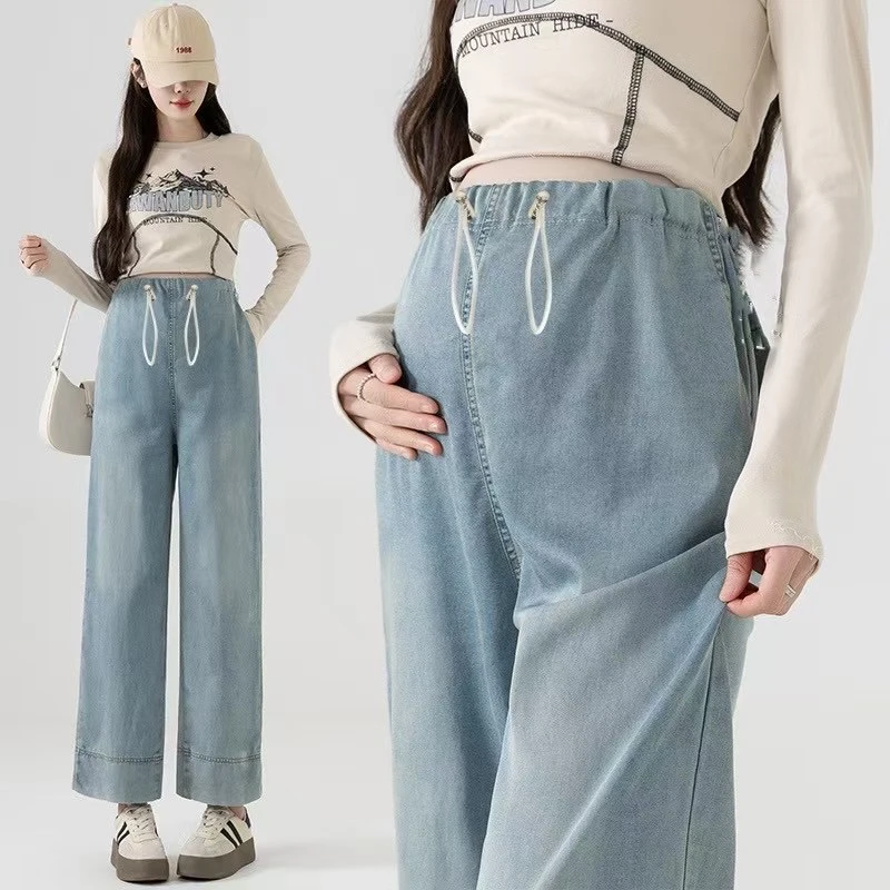 孕妇九分牛仔裤薄款弹力夏季无托腹孕妇裤外穿牛仔裤