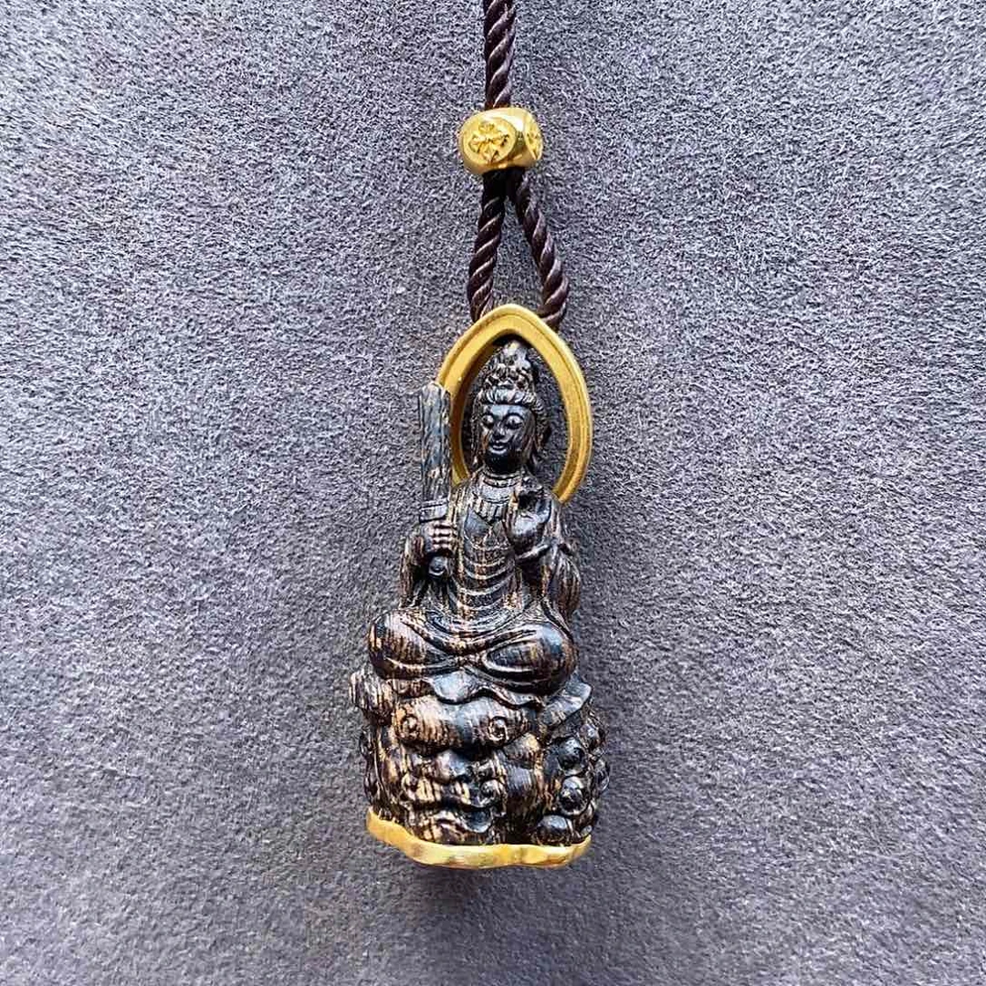 沉香吊坠用****5文莱黑棋文殊吊坠