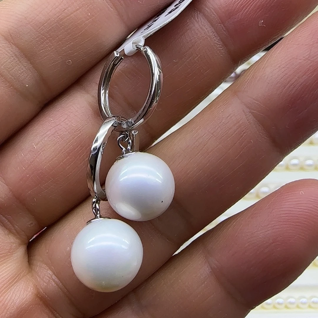 淡水珍珠银S925镶嵌耳饰珍珠耳饰10-11mm