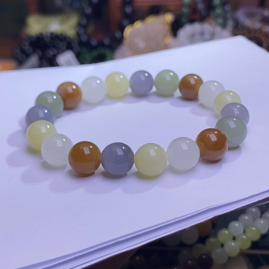 和田玉未镶嵌颈饰多宝老料约10mm手串