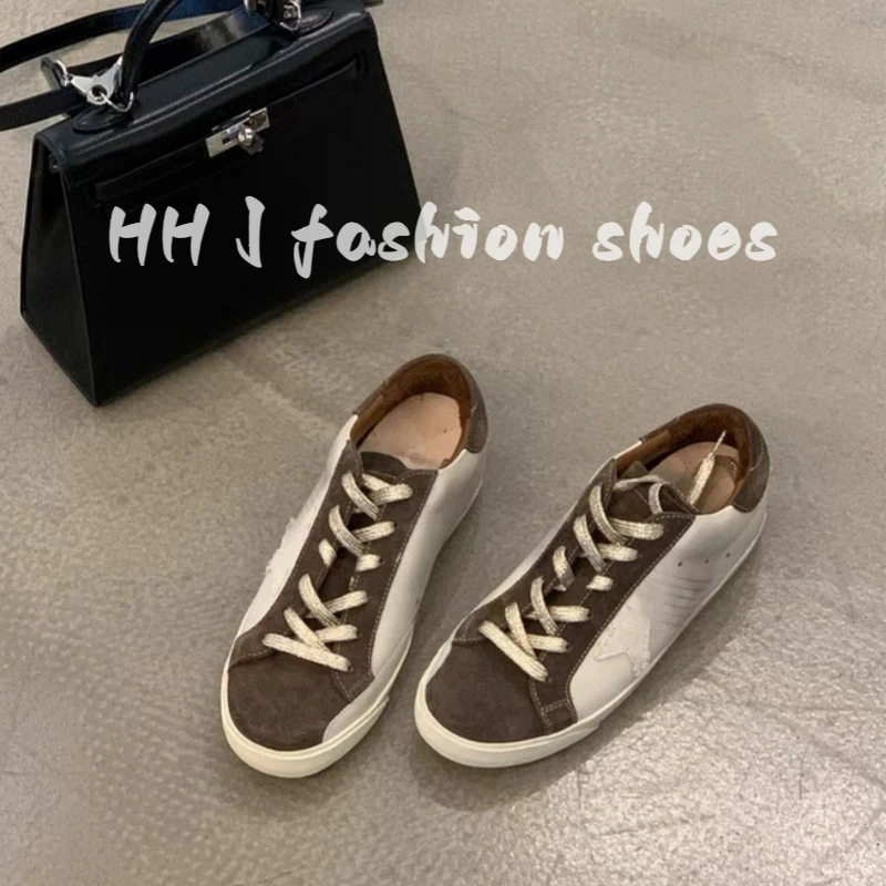 牛皮版~真皮复古德训鞋女韩版圆头系带休闲运动鞋百搭内增高板鞋