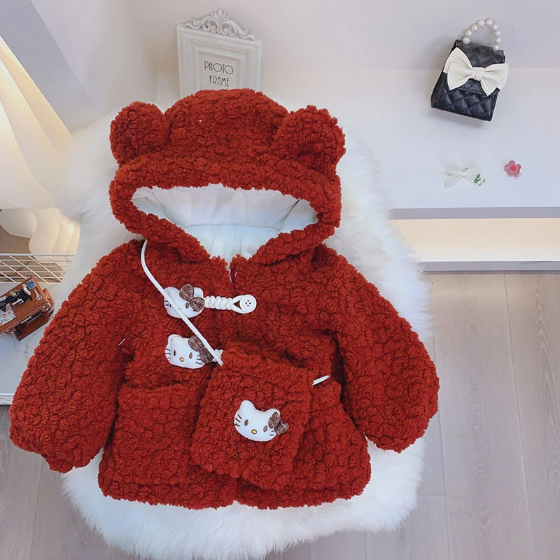 女童冬装外套新款圣诞2025洋气加绒儿童拜年服红色保暖