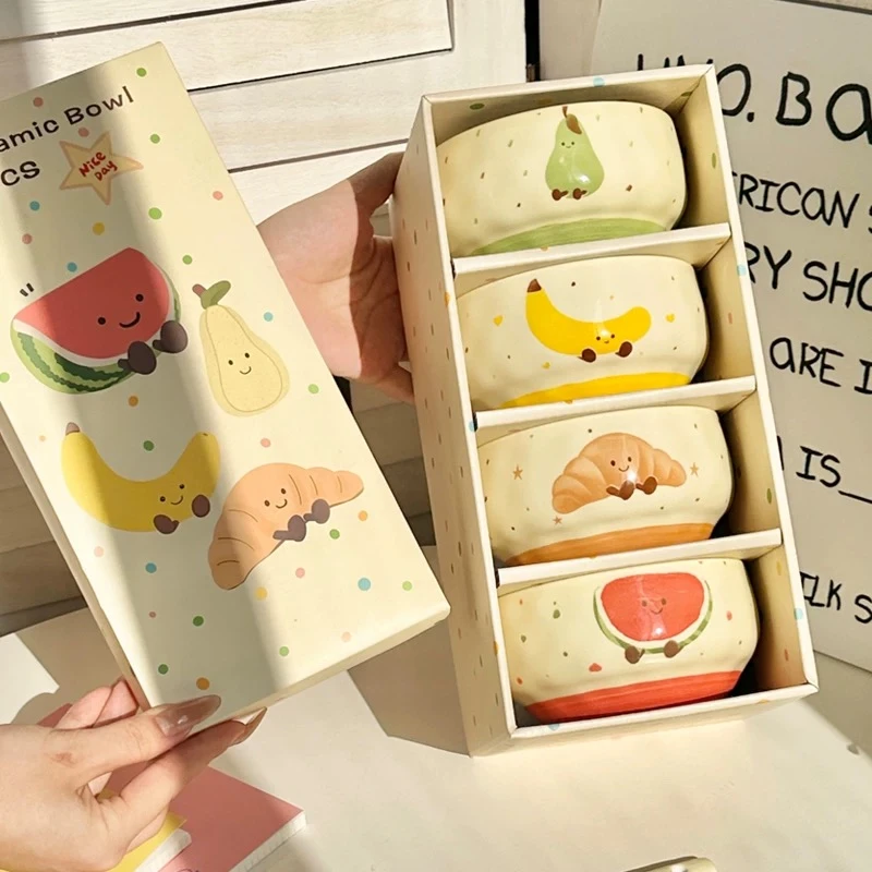 水果可颂米饭碗ins风家用少女心陶瓷釉下彩超好看吃饭碗可爱实用