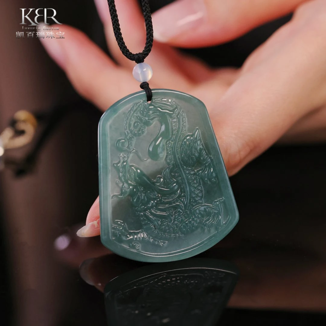 天然A货翡翠龙牌吊坠项链百搭简约气质  KBR1221015