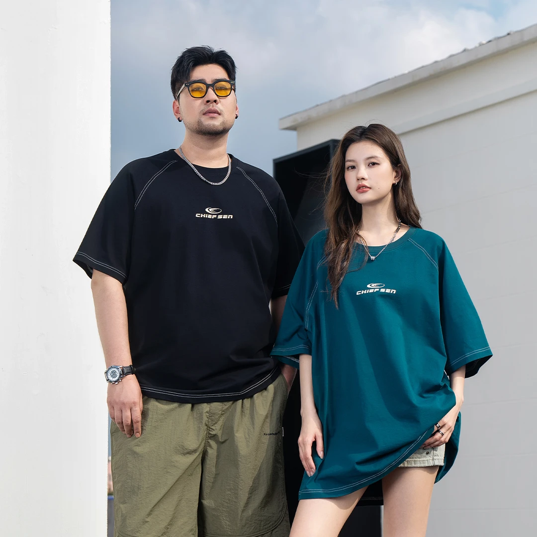 【100棉】森老板胖男生大码男装夏季透气短袖t恤新款休闲宽松纯棉T