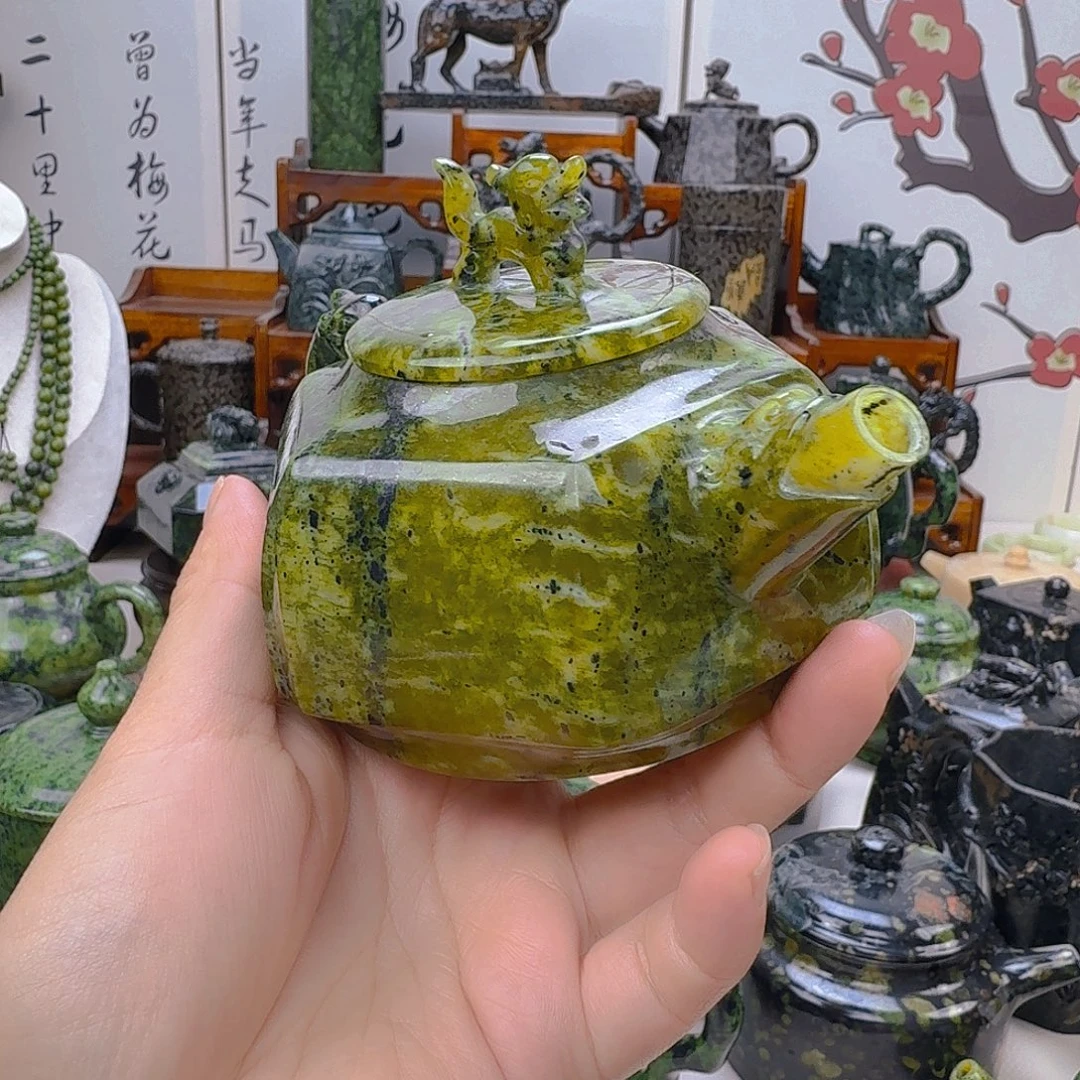 y****未镶嵌蛇纹石玉藏玉药王石精美公道杯